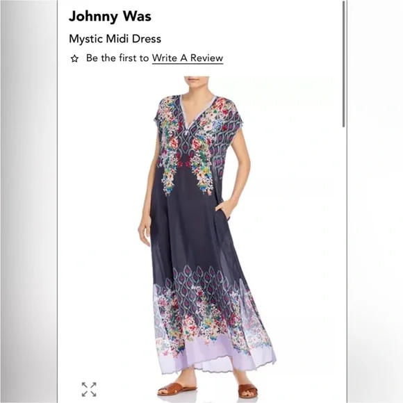 Johnny Was Dress Silk Mystic Midi Dress size Small - Picture 2 of 16